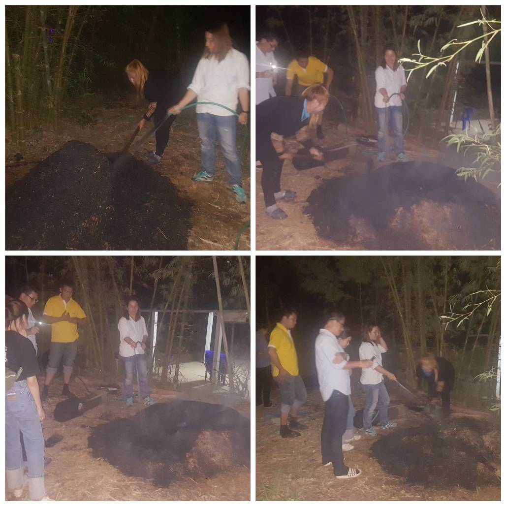 การเผาแกลบดำ ทำวัสดุเพาะกล้าผสมไตรโคเดอร์มา