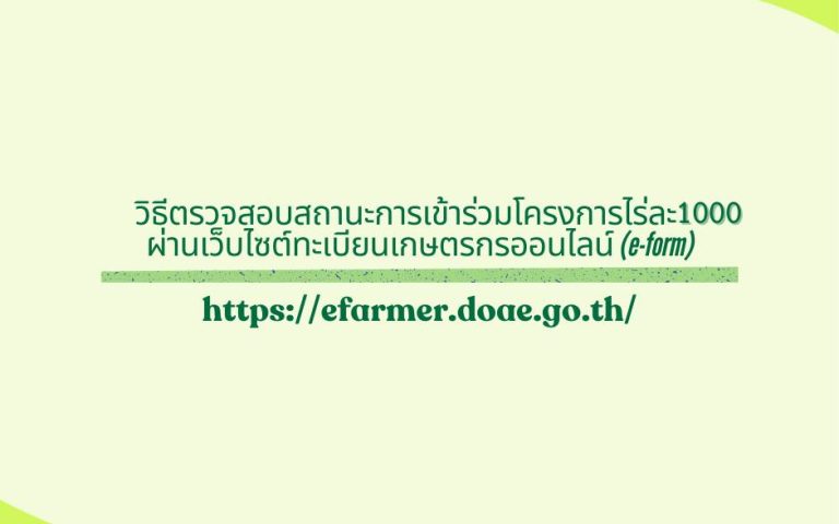การตรวจสอบสิทธิการเข้าร่วมโครงการไร่ละ 1000 ประจำปีการผลิด 2567/2568 ผ่านเว็บไซต์ ทะเบียนเกษตรกรออนไลน์